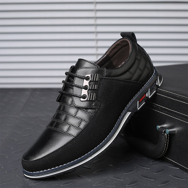 Men's British Style Leather Casual Shoes - Microfiber Footwear