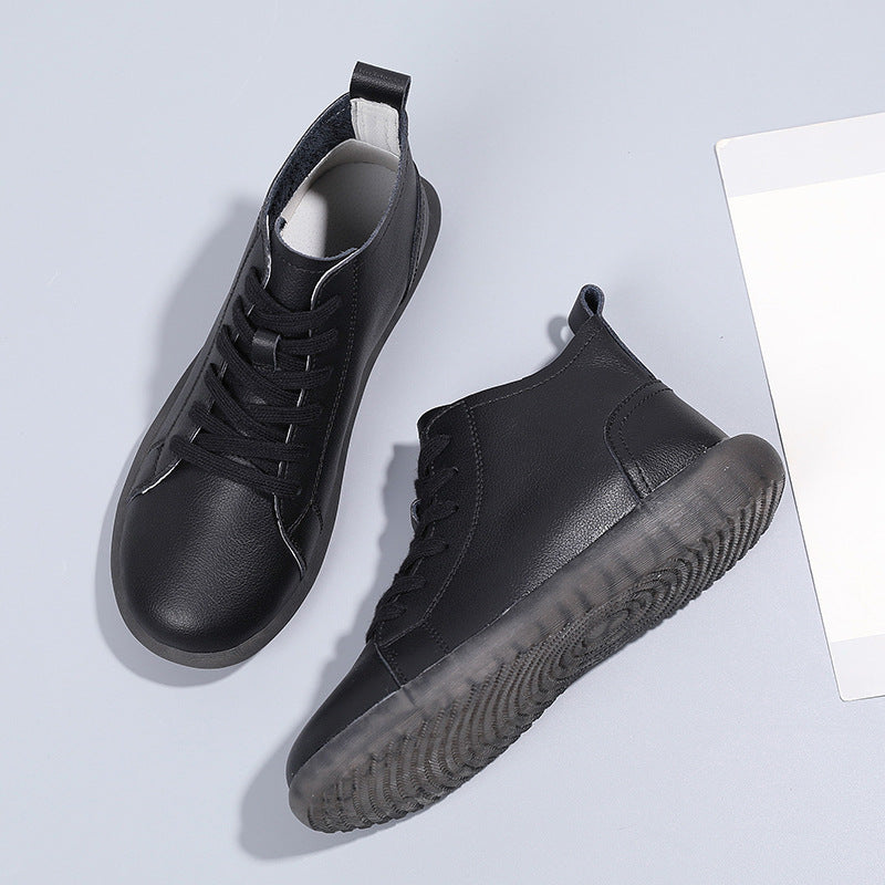 Leather Oxford Ankle Boots – Classic Flat Boots