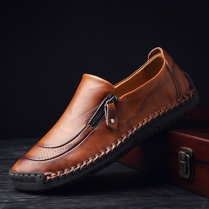 Men's leather casual shoes detailed craftsmanship quality construction